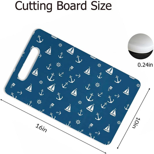 Coffee Set Cutting Board with Handles Coffee Maker Muffin Cup Flower Hot Drink Love Cutting Boards Plastic Safe Chopping Board for Kitchen 16" x 10" x 0.24"