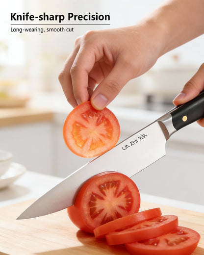 13 Piece Knife Set，Kitchen Knife Block Set，White stainless steel knife set with sharpener for Chopping, Slicing, Dicing & Cutting，Dishwasher safe
