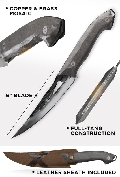 Dalstrong Curved Fillet Boning Knife 6”- Barbarian Series - Premium Swedish 14C28N High Carbon Stainless Steel - Black Brown Wood Handle Knife - Professional Fillet Knife- Sheath Included