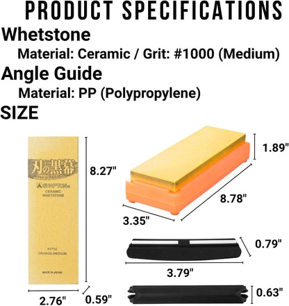 Shapton, Whetstone Orange & Angle Guide, Knife Sharpening K0702 Blade, Grit 1000, #1000, Medium