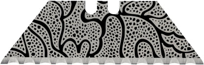 NDZ Performance Serrated Steel Blade Replacement for Utility Knife & Box Cutters, Custom Double Sided Laser Engraved Designs, Silver - Skull - 3 Pack