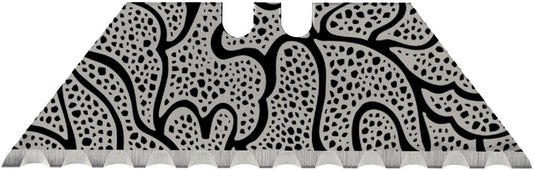 NDZ Performance Serrated Steel Blade Replacement for Utility Knife & Box Cutters, Custom Double Sided Laser Engraved Designs, Silver - Skull - 3 Pack