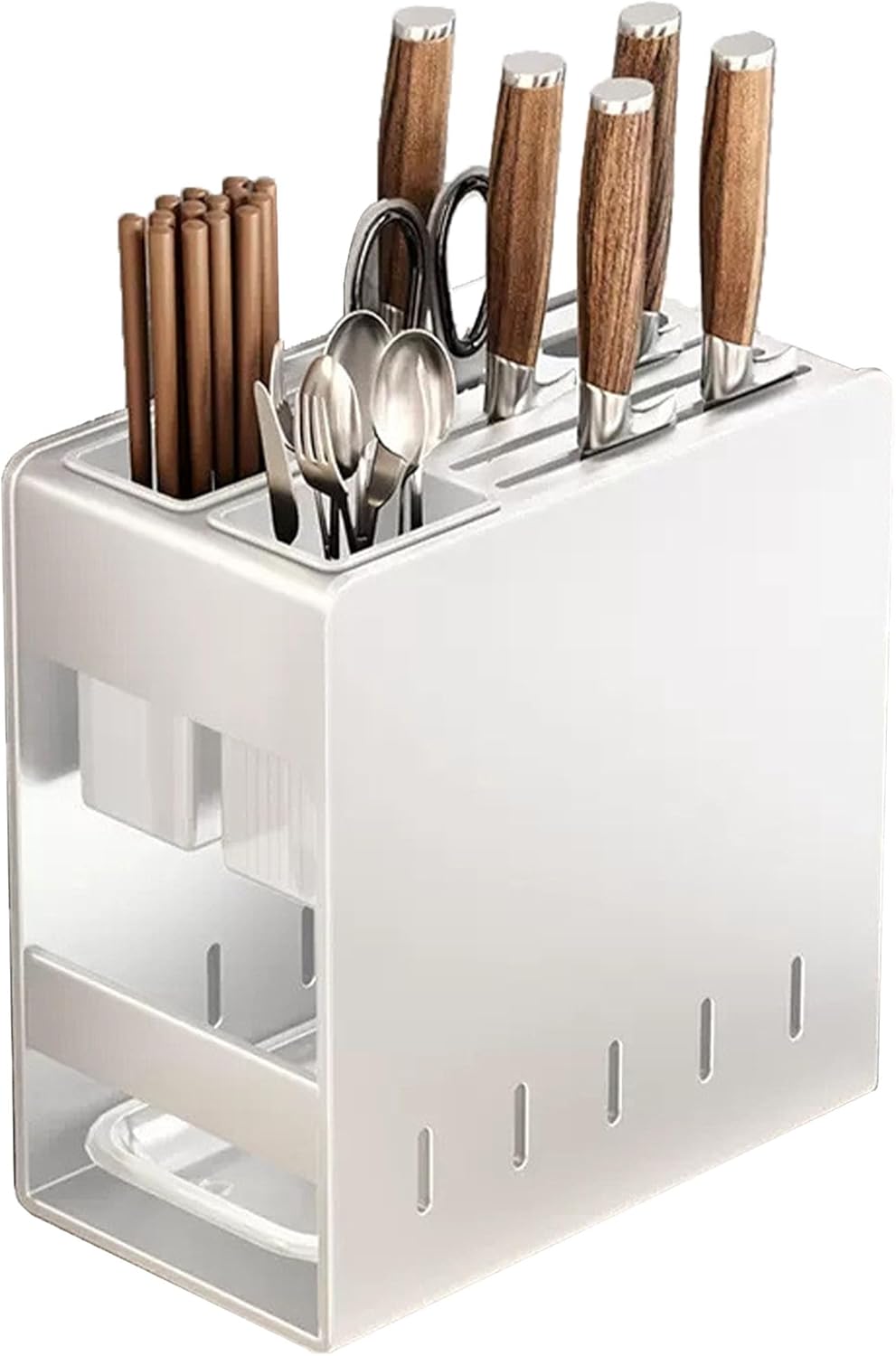 BUniq Stainless Steel Knife Block Without Knives,Universal Kitchen Knife Holder With Utensil Holder,Knives Storage Stand With Detachable Slots For Scissors And Chopsticks(Ordinary style,black)