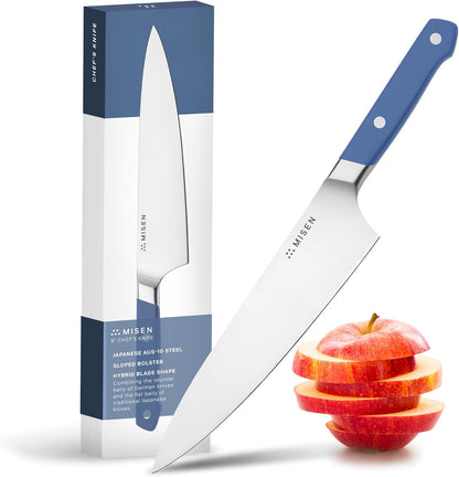 Misen 8" Chef Knife – High Carbon Japanese AUS-10 Stainless Steel – Hybrid German & Japanese Blade – Precision Kitchen Knife for Professionals & Home Cooks – Ultimate Cutting Performance - Green