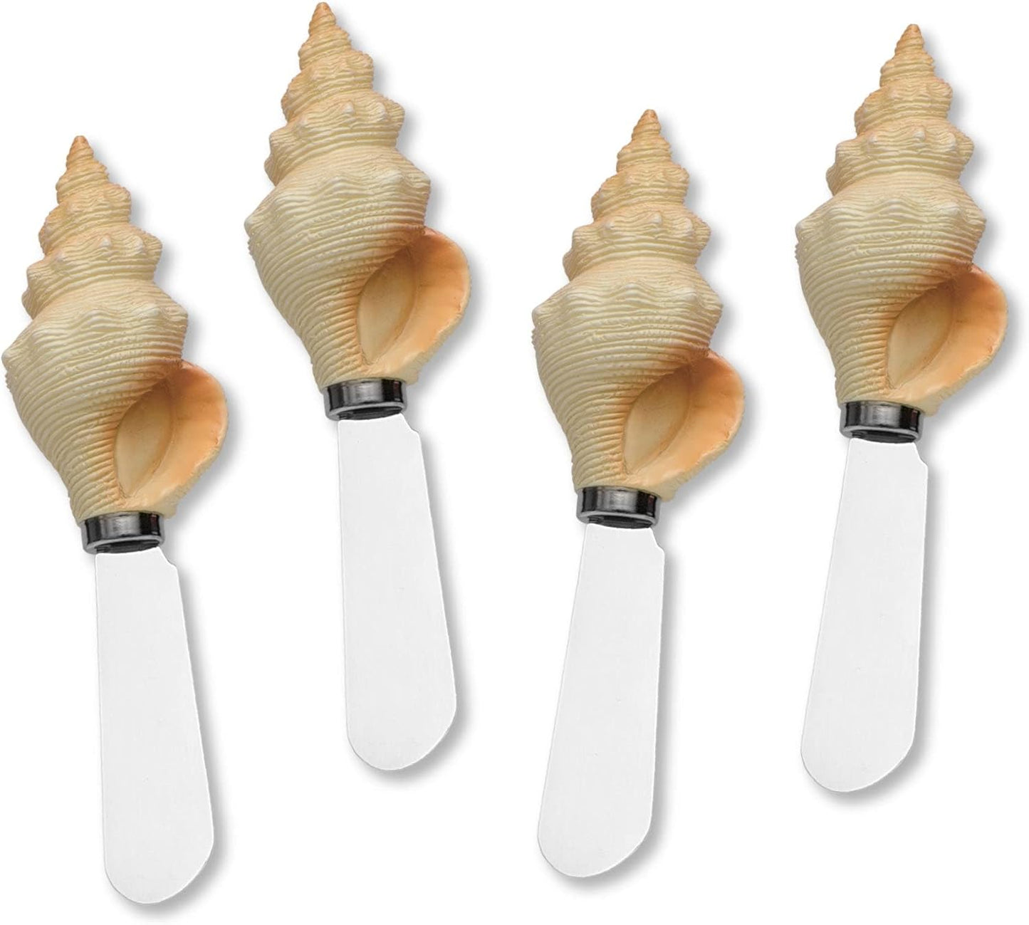 Supreme Housewares Tiki Bar Cheese Spreaders, Hand-Painted Resin Handles with Stainless Steel Blades for Spreading Cream Cheese, Butter, and Jam, Assorted Designs, Set of 4