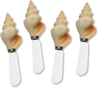 Supreme Housewares Tiki Bar Cheese Spreaders, Hand-Painted Resin Handles with Stainless Steel Blades for Spreading Cream Cheese, Butter, and Jam, Assorted Designs, Set of 4
