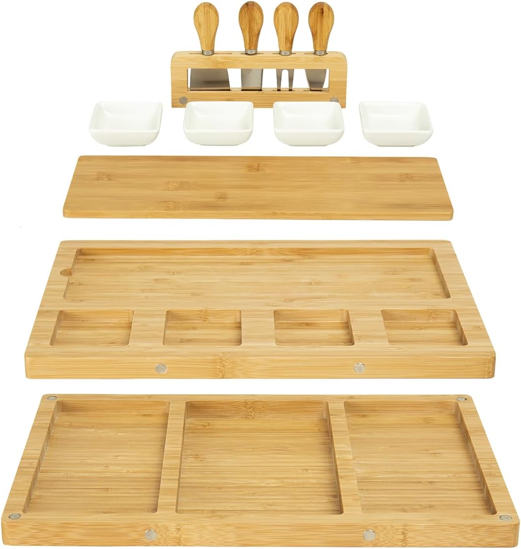 drmvalg Charcuterie Board Cheese Tray Set with Stainless Steel Knives, Slates and Bowls. Gift for Housewarming, Wedding Couple, Bridal Shower (cb001)