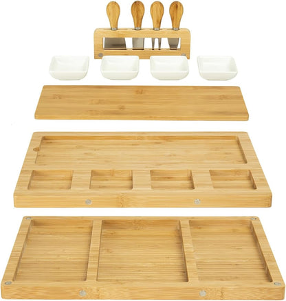 drmvalg Charcuterie Board Cheese Tray Set with Stainless Steel Knives, Slates and Bowls. Gift for Housewarming, Wedding Couple, Bridal Shower (cb001)