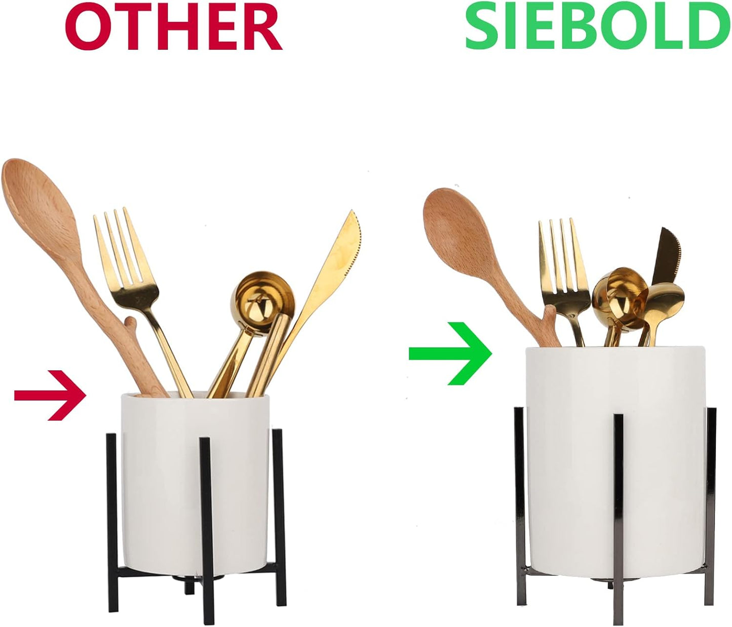 Utensil Organizer for kitchen, Knives and Forks with Shiny metal frame Tray for Farmhouse Kitchen Decor and Countertop(6.3 * 4.33inch)
