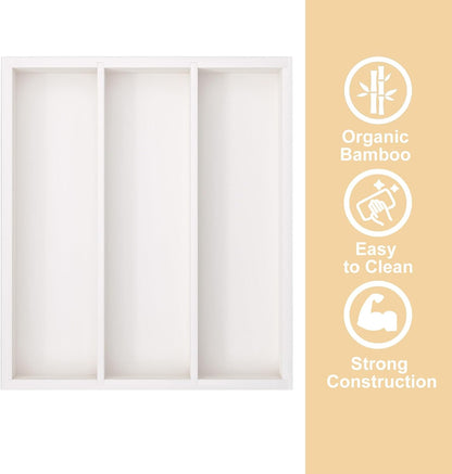 Fibogollo Silverware Organizer Bamboo Kitchen Drawer Organizer Kitchen Utensil Organizers, Flatware Organizer Tray for Flatware, Utensils(Natural)
