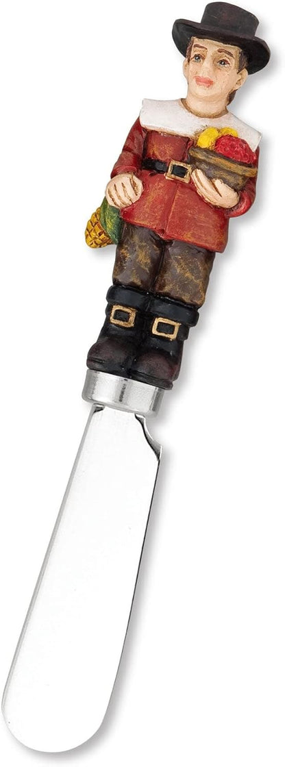Supreme Housewares Harvest Cheese Spreaders, Hand-Painted Resin Handles with Stainless Steel Blades for Spreading Cream Cheese, Butter, and Jam, Assorted Thanksgiving Designs, Set of 4