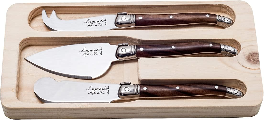 Laguiole Style de Vie Cheese Knife Set - Premium Line Cheese Knives Set with Charcuterie Board - Dishwasher Safe - Premium Tableware