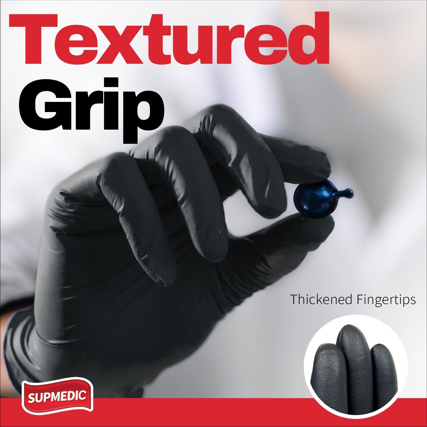 Supmedic Disposable Nitrile Gloves, 5Mil Chemical Resistant Powder-Free Latex-Free Glove Exam Cook Tattoo, Black Blue 100Pcs
