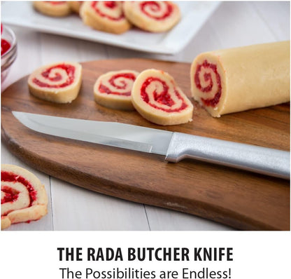Rada Cutlery Stubby Butcher Knife (W206), 5.38" Stainless Steel Blade, Black Handle, Pack of 2