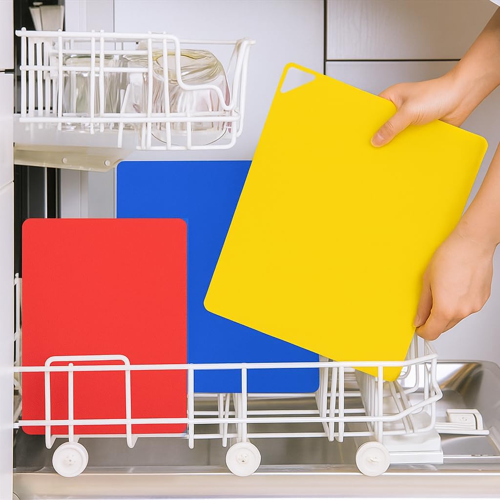 WK Flexible Plastic Cutting Boards Mats for Kitchen, Flexible Non Slip Cutting Mat, Thin Cutting Sheets, BPA Free, Dishwasher Safe, Multi Sizes