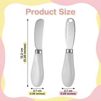 Cheese Spreader Knives, Stainless Steel Butter Knife with Porcelain Handles Cheese Butter Spreader Knives for Kitchen, Butter-Knife with Holes in Blade for Soft Jam, Charcuterie, Pastry