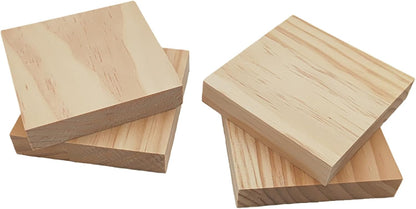 6PCS Unfinished Wood Square Blocks for Crafts, 6x6x1in Blank Wooden Squares Pine Wood Boards for Carving,DIY Wood Coasters,Painting & Burning