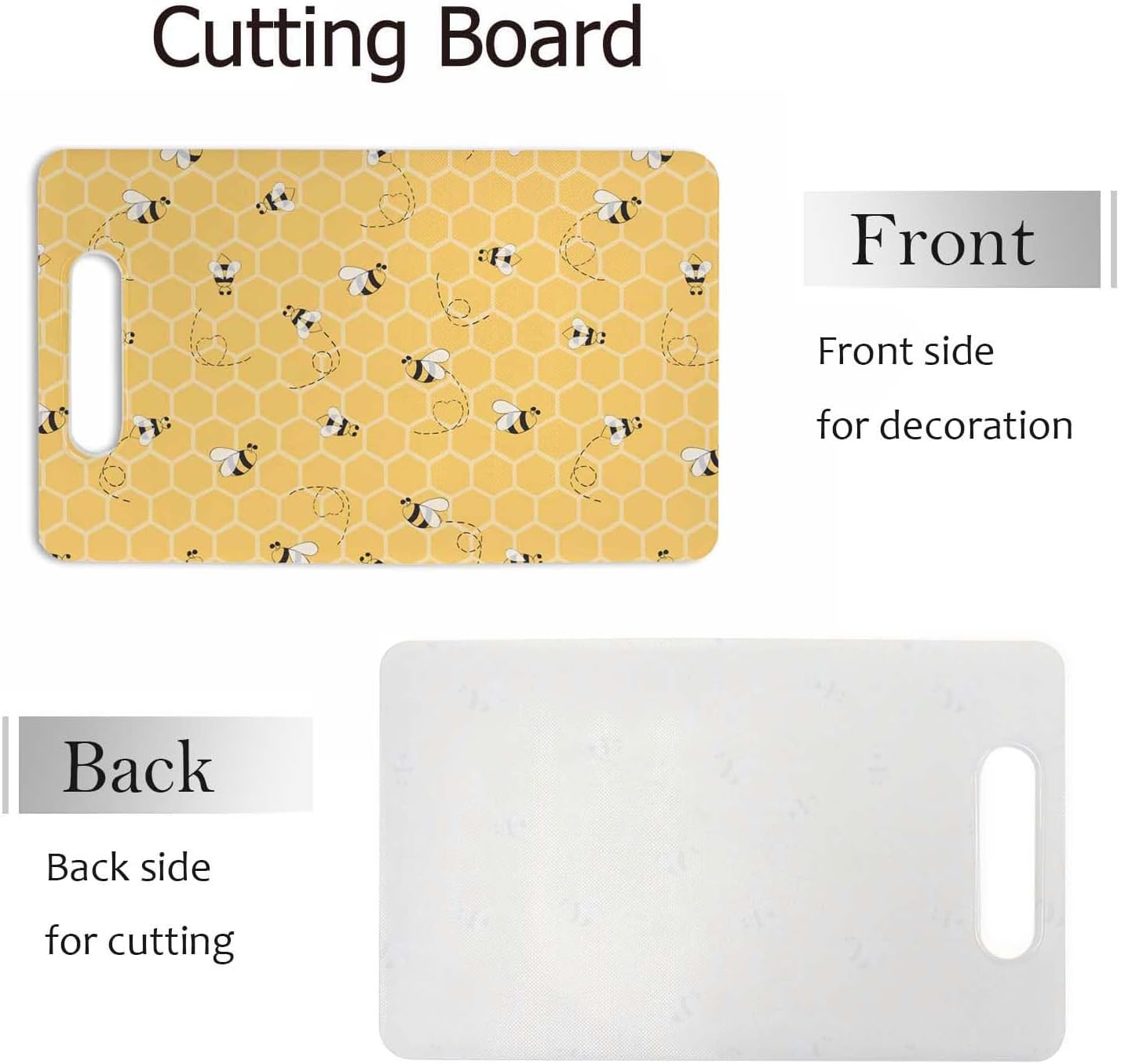 Coffee Set Cutting Board with Handles Coffee Maker Muffin Cup Flower Hot Drink Love Cutting Boards Plastic Safe Chopping Board for Kitchen 16" x 10" x 0.24"