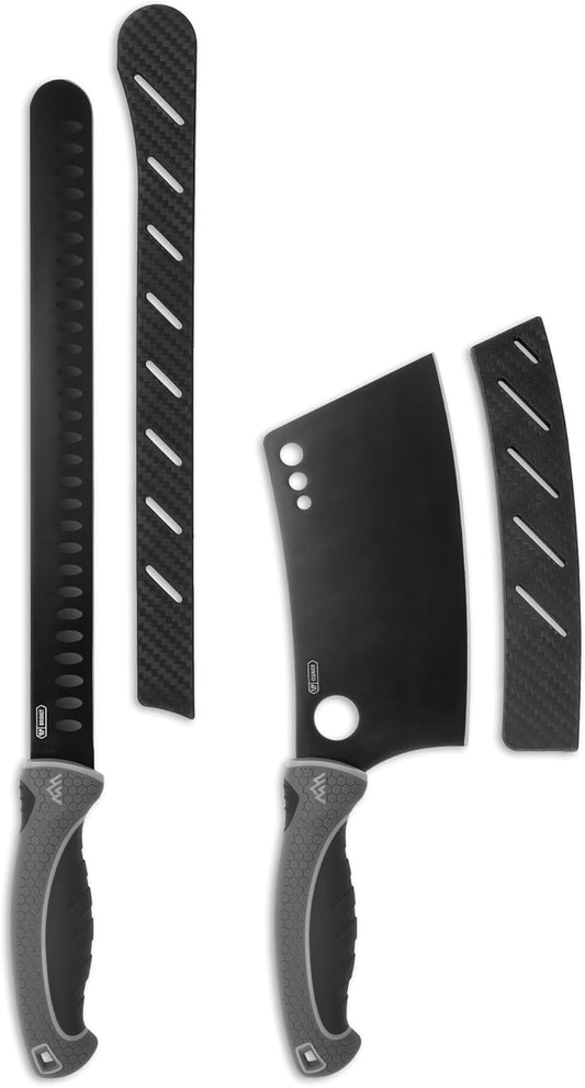OUTDOOR EDGE ErgoMax Brisket Slicing Knife & Meat Cleaver Combo - Razor Sharp Blade, Premium Titanium-Coated Steel Blades, Ergonomic Handle, Multipurpose Chef Knife for Home and Kitchen