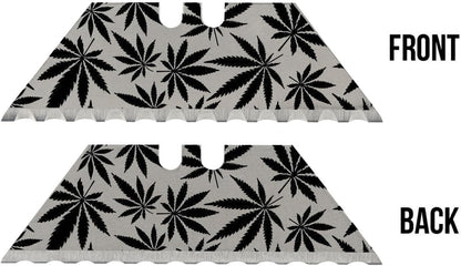 NDZ Performance Serrated Steel Blade Replacement for Utility Knife & Box Cutters, Custom Double Sided Laser Engraved Designs, Silver - Skull - 3 Pack