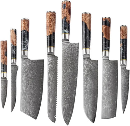 7” Nakiri Knife – Damascus Steel Kitchen Knife with 9Cr18MoV Core, Japanese Vegetable Chef Knife, Ultra Sharp Chopping Knife with Black Burl Wood Ergonomic Handle