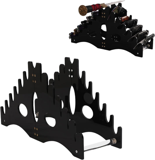 WANLIAN Knife Holder Knife display stand Acrylic Knife Holder Saber storage rack for small Knife Pocket Knife sabre Organize and Display (Black)