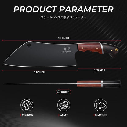 DRGSKL Boning Knife 7 inch - Brisket Trimming Knives for Meat Cutting, Black Butcher Slicing Knives with Full Tang Handle, Kitchen Fillet Knife for Birthday Dad Mom Gift