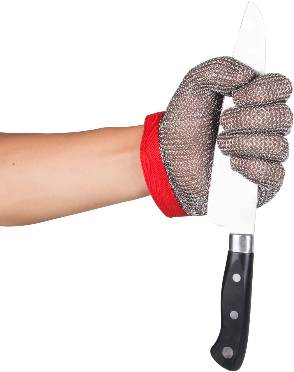 ThreeH Cut Resistant Gloves Stainless Steel 304L Wire Mesh for Cutting Slicing Chopping Meat Processing GL08 S(One piece)