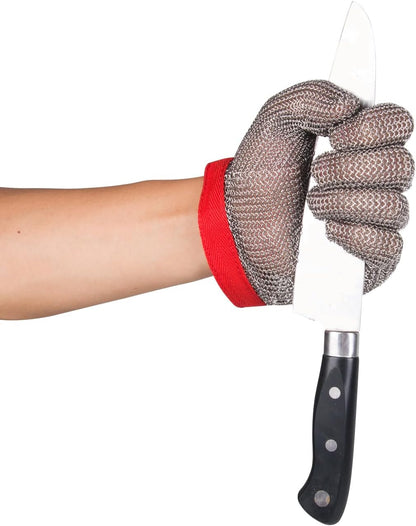 ThreeH Cut Resistant Gloves Stainless Steel 304L Wire Mesh for Cutting Slicing Chopping Meat Processing GL08 S(One piece)