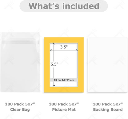 Golden State Art, Pack of 10 Mix Pre-Cut 5x7 Picture Mat for 4x6 Photo with White Core Bevel Cut Mattes Sets. Includes 10 High Premier Acid Free Bevel Cut Matts & 10 Backing Board & 10 Clear Bags