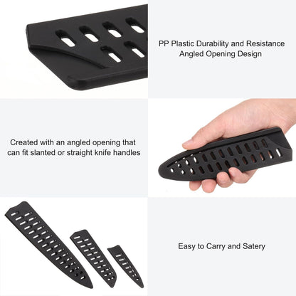 uxcell 6 Pcs Knife Cover Sleeves, 5.3" x 1" PP Knives Edge Guard Blade Protector Universal Knife Sheath for Home Kitchen, Black