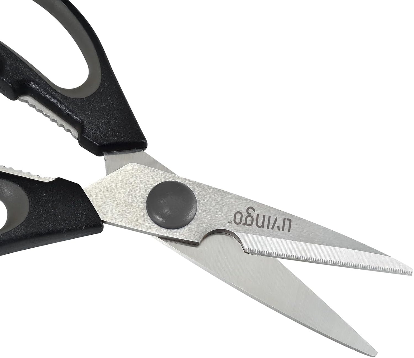 LIVINGO 8" Kitchen Scissors All Purpose - 2 Pack Heavy Duty Kitchen Meat Shears, Stainless Steel Multi-function Food Scissors for Cooking Cutting Chicken, Turkey, Bones, Poultry, Fish, and Vegetables