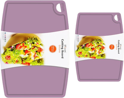 Liflicon Silicone Thick Cutting Boards Mats Set of 3 Foldable & Flexible Design Juice Grooves Easy Grip Handle Dishwasher Safe for Kitchen,BPA free Silicone Cutting Board-Light Green
