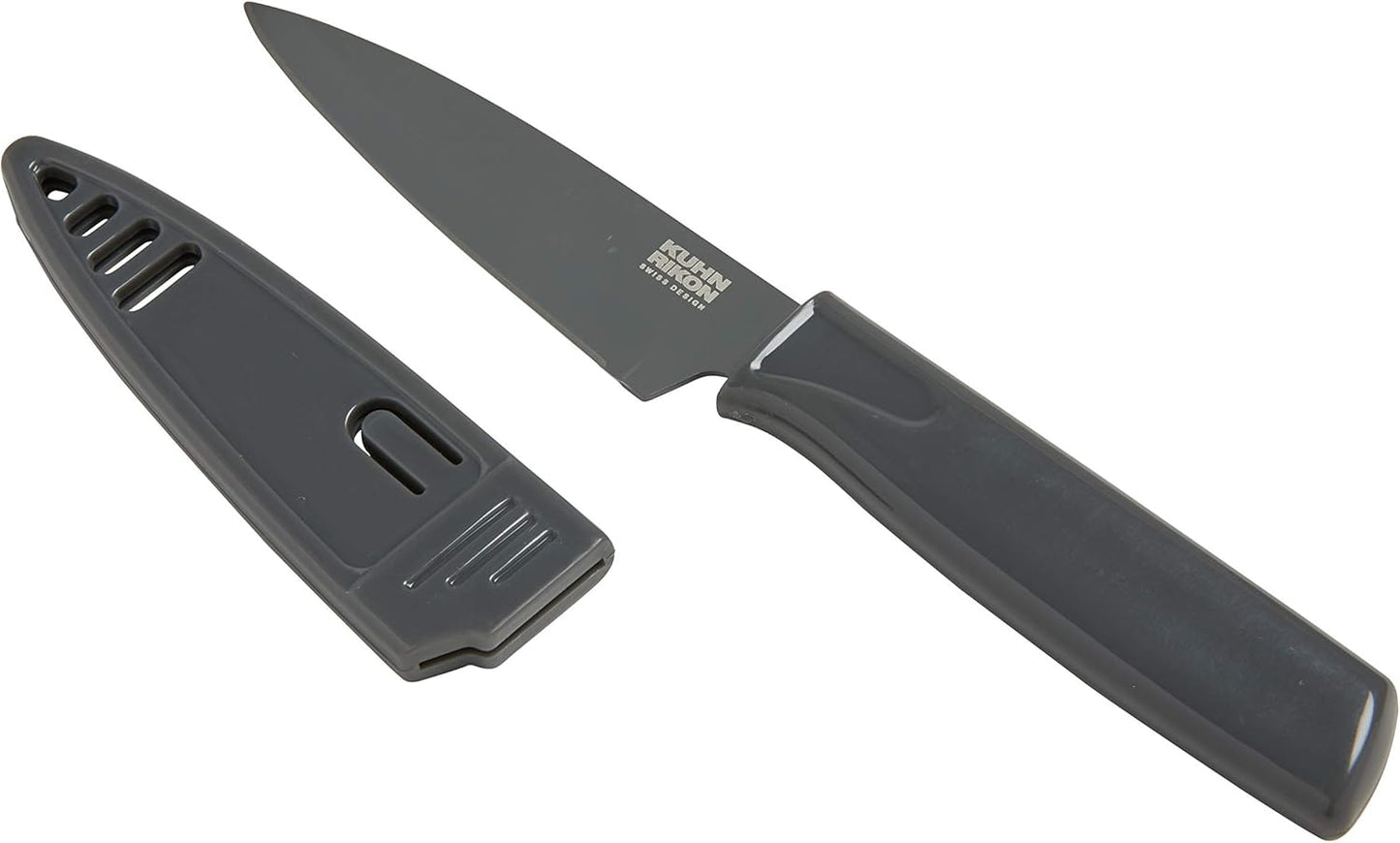 Kuhn Rikon Colori® Paring Knife – 4 Inch Japanese Stainless Steel, Nonstick Blade, Ergonomic Handle & Sheath, White