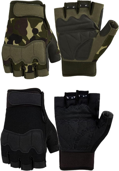 FIORETTO Fingerless Workout & Exercise Gloves for Gym, Weight Lifting, Airsoft, Shooting, Hunting, Hiking, Cycling, Driving, Motorcycle, Climbing M210603