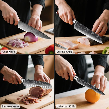 Knife Set,12-Piece Premium Kitchen Knife Set with Universal Knives Block,Anti-Rust Non-Stick High-Carbon Stainless Steel Extra-Sharp Chef Knives for Kitchen,Dishwasher Safe,Non-slip Ergonomic Handle