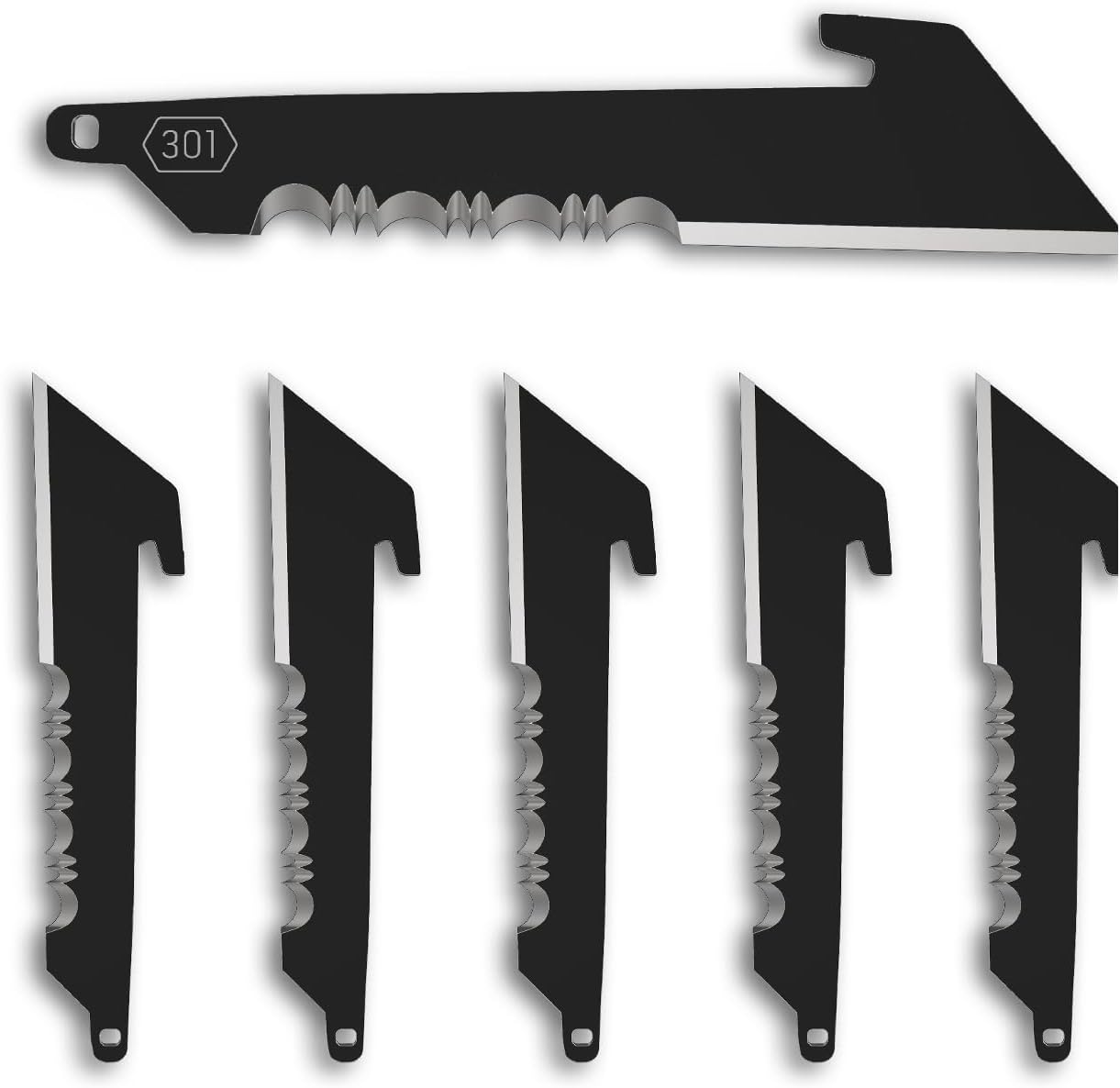 OUTDOOR EDGE 3" Replacable Combo Blade Pack - 2 Stainless Steel EDC Drop-Point Blades & 2 Stainless Steel Serrated Drop-Points - Compatible 3" Razor Blade Knives