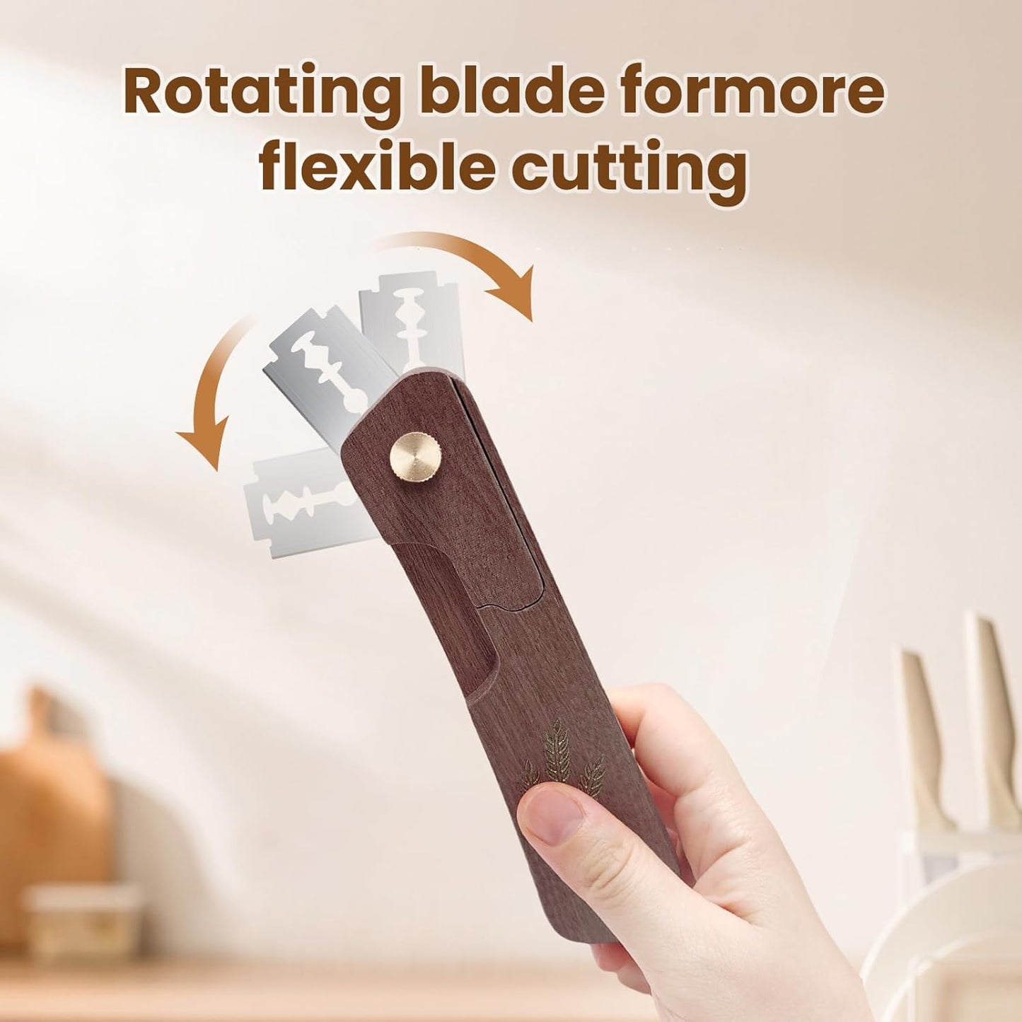 Wooden Bread Lame Dough Scoring Tool, Handcrafted Bread Scoring Tool for Sourdough Bread Baking, Upgraded Sourdough Scoring Tool With Screw Lock & 10 Razor Blades(Reddish Brown)