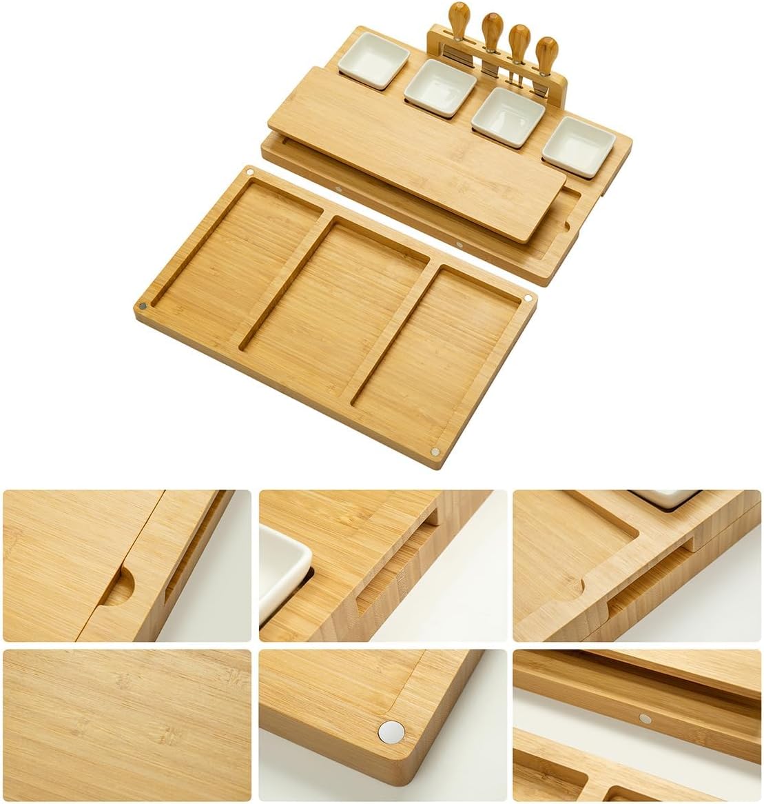 drmvalg Charcuterie Board Cheese Tray Set with Stainless Steel Knives, Slates and Bowls. Gift for Housewarming, Wedding Couple, Bridal Shower (cb001)