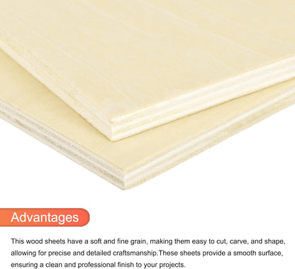 MECCANIXITY 3pcs Basswood Sheets 12 x 8 x 3/8 Inch Unfinished Wood Boards Plywood for DIY Crafts Laser Cutting with Smooth Surfaces