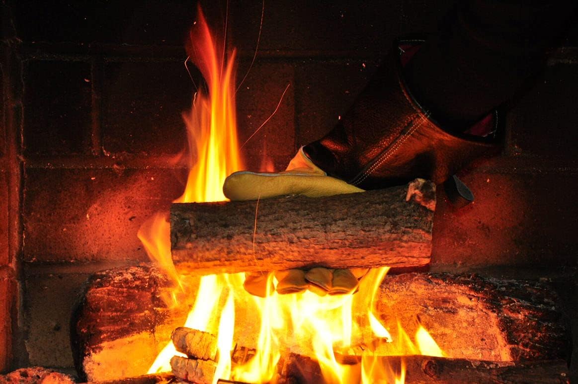 G & F Products Premium Leather Heat-Resistant Gloves – BBQ, Fireplace – Puncture, Cut, and Fire Protection with Cotton Lining and Kevlar Stitch – Durable Suede and Cowhide Leather