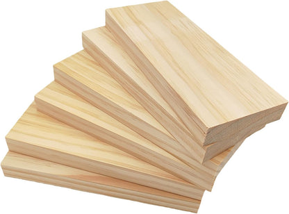 4PCS Rectangle Wood Boards Unfinished Wood Blocks for Crafting, 8x6x1in Blank Whittling Wooden Blocks for Wood Carving,Painting & Burning