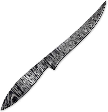 Custom Hand Forged Damascus Steel Blank Blade Fillet Knife Fisherman's Filet Fishing Knife Blade Damascus Blade Billet Handmade Knife Making Supply (FB-07)