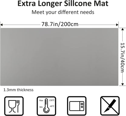 Silicone Mats for Kitchen Counter Thicker Extra Large Heat Resistant Mats Countertop Protector Liners for Bottom of Oven Air Fryer Coffee Maker, 24" x 16" x 2 mm, Translucent