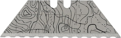 NDZ Performance Serrated Steel Blade Replacement for Utility Knife & Box Cutters, Custom Double Sided Laser Engraved Designs, Silver - Skull - 3 Pack