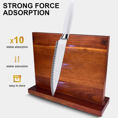 magnetic knife holder - Acacia wood Magnetic Knife Block, Magnetic Knife Storage with double-sided magnetic, blue resin river, 12.59 × 9.84 inches (Without knife)
