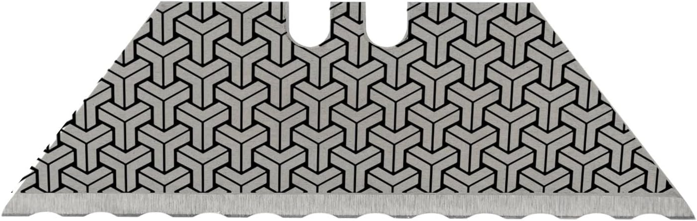 NDZ Performance Serrated Steel Blade Replacement for Utility Knife & Box Cutters, Custom Double Sided Laser Engraved Designs, Silver - Skull - 3 Pack