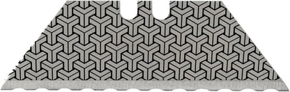 NDZ Performance Serrated Steel Blade Replacement for Utility Knife & Box Cutters, Custom Double Sided Laser Engraved Designs, Silver - Skull - 3 Pack