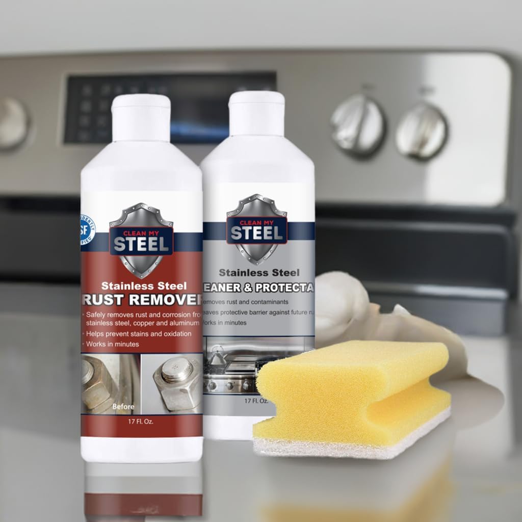 CLEAN MY STEEL Stainless Steel Rust Stain Remover Eraser Cleaner for Fridge, Outdoor BBQ Grill, from Metal Sink and Appliances, NSF Certified, Food Area Safe, 4 oz