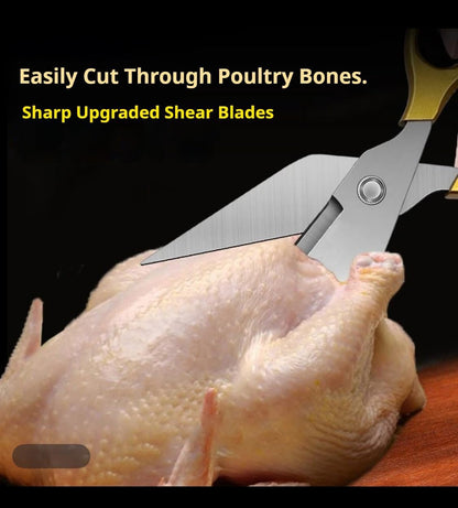 Heavy Duty Poultry Shears - Kitchen Scissors for Cutting Chicken, Spatchcock, Turkey, Poultry, Game, Meat - Stainless Steel Kitchen Cooking Shears for Food - Dishwasher Safe